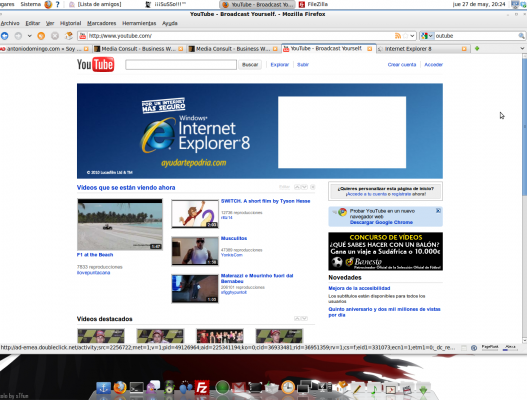 Youtube promocionando IE 8 WTF