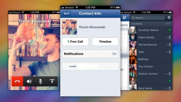 Facebook para iOS con llamadas gratis