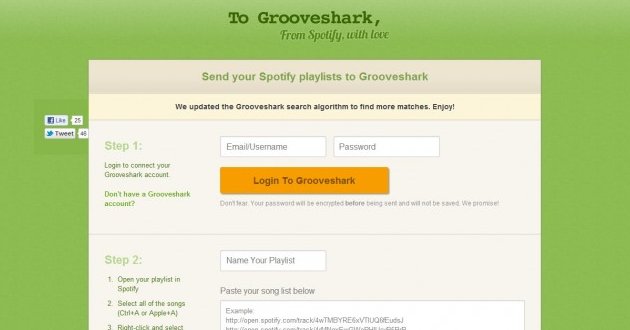 Spotify to grooveshark
