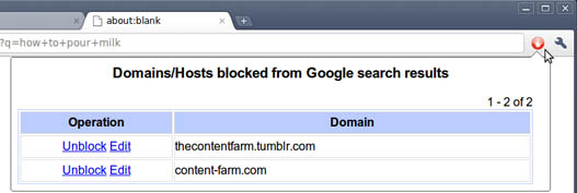 Blocked sites