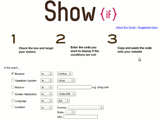Show If – Script para conocer al usuario.